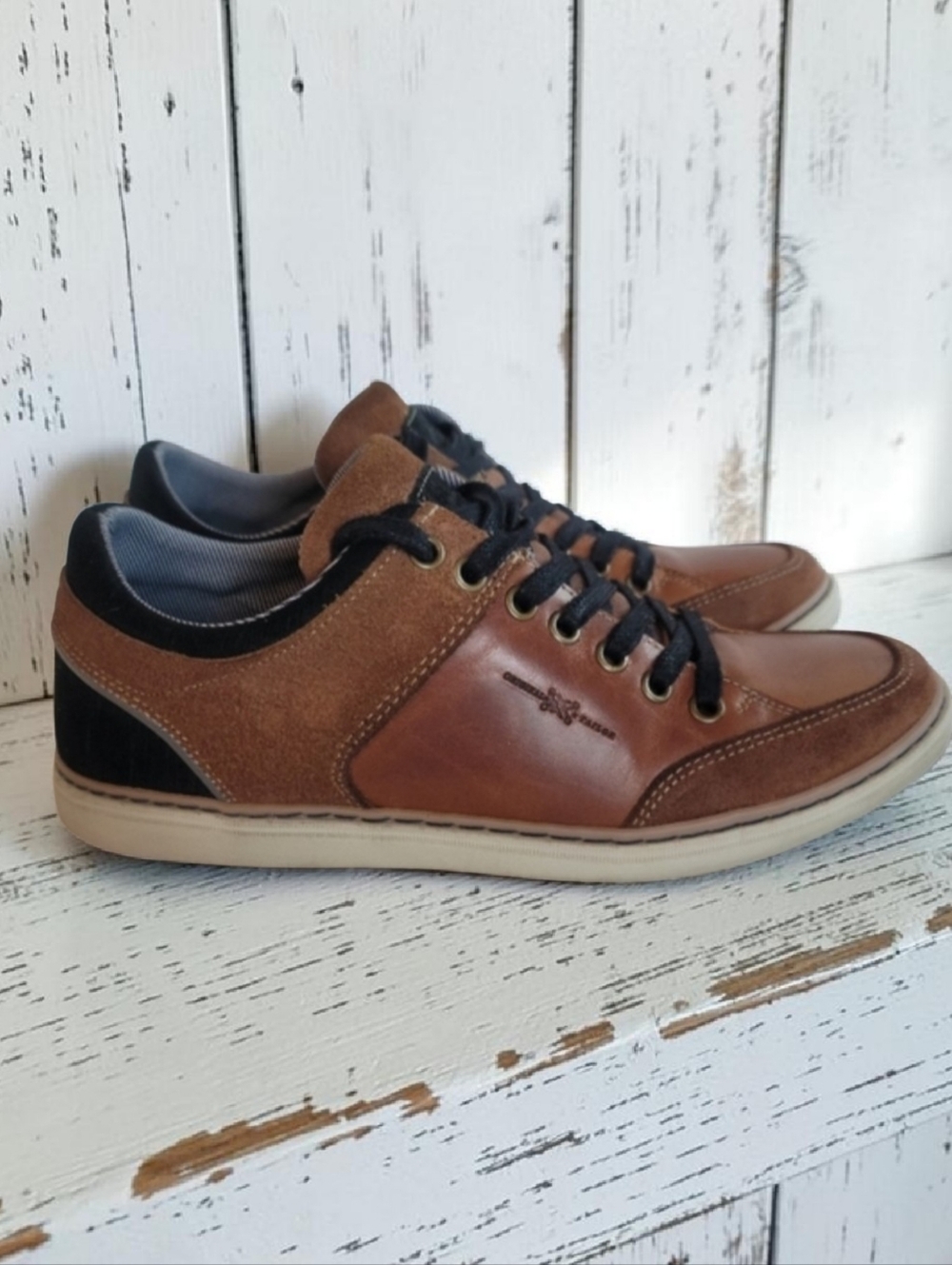 Bullboxer Brown Leather Sneakers Mens Size 8 EU 41 Handmade Portugal EUC